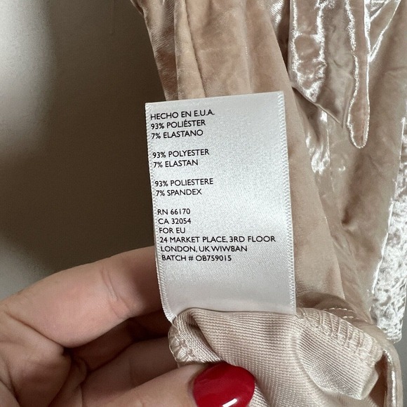 URBAN OUTFITTERS Velvet Romper S Ruffle Cut‎ Out Open Back Party Club Neutral - Picture 9 of 9